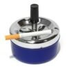 Smoke-King Spinner Ashtray Chrome & Blue 9cm
