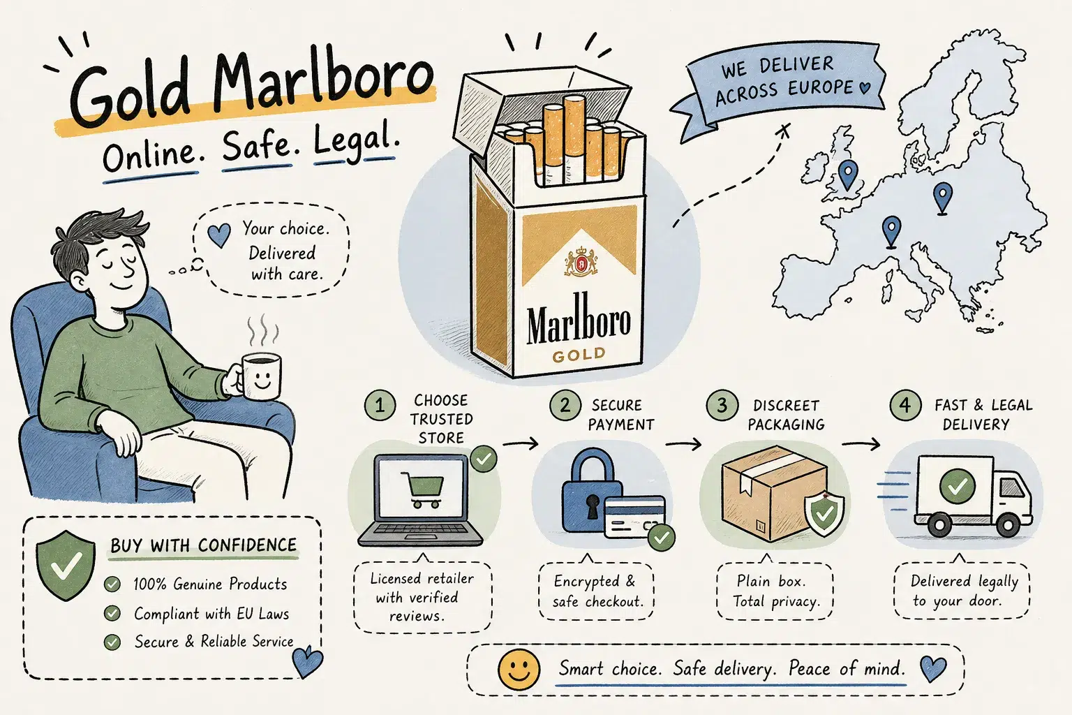 How to buy Gold Marlboro cigarettes online in Europe safely and legally